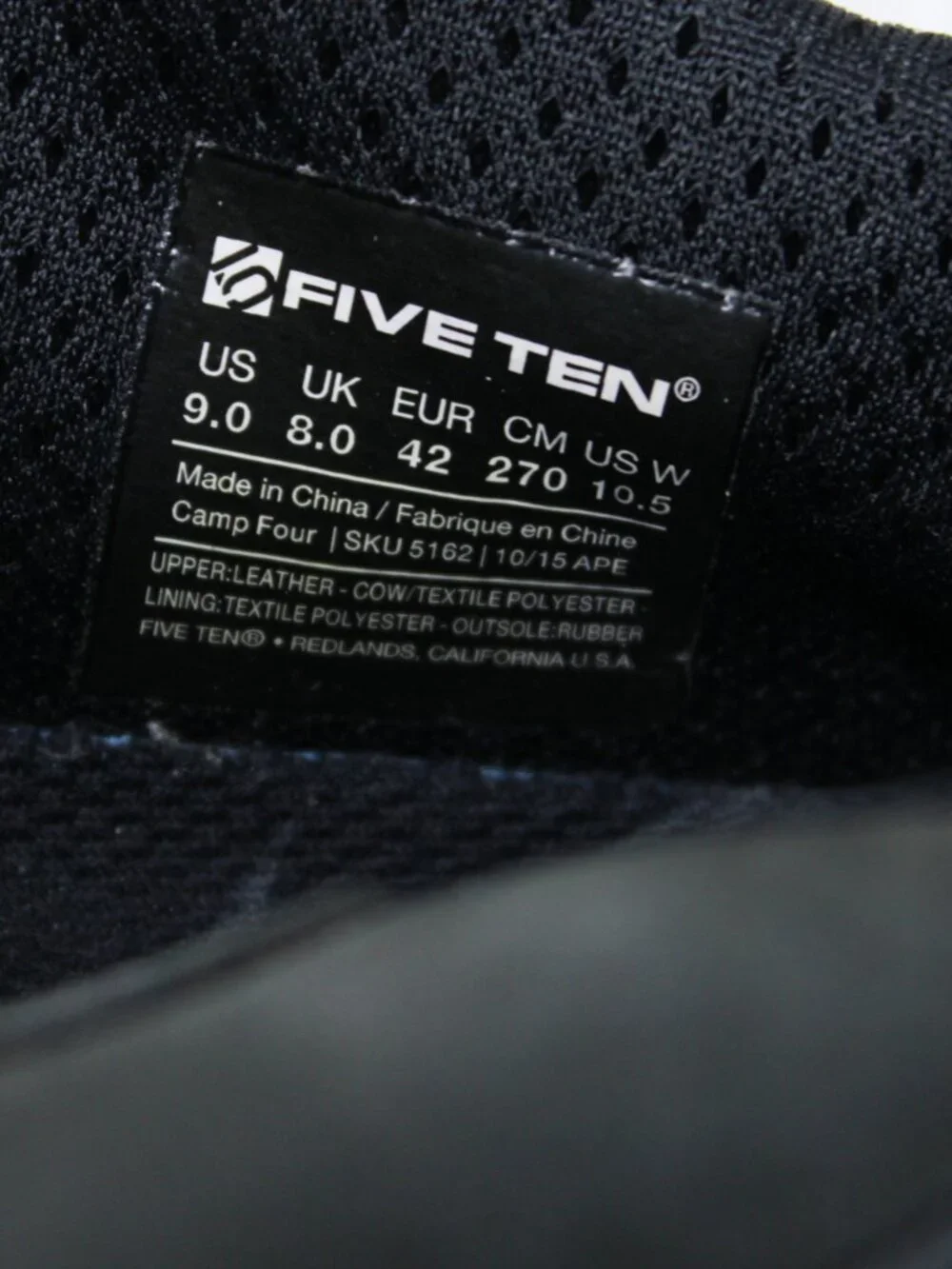 Five Ten Camp Four Hiking Shoes Mens 9 Gray Stealth Rubber Approach Lace Up